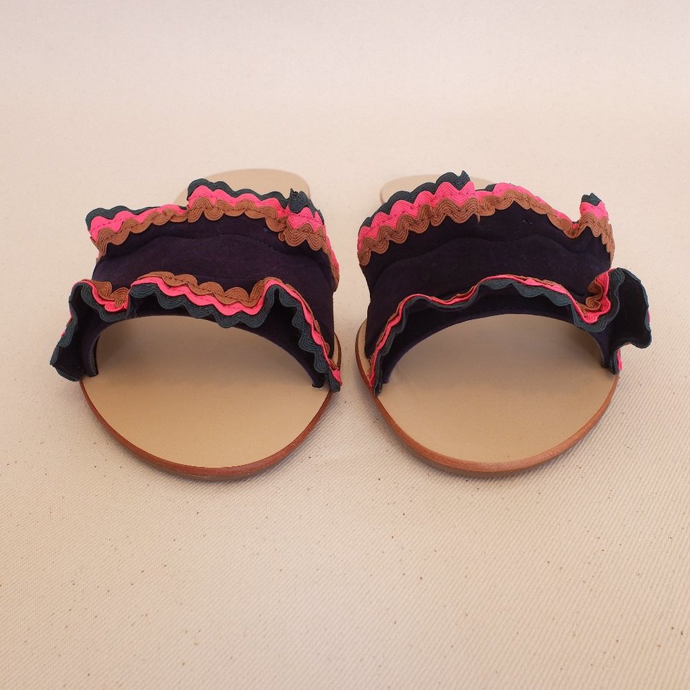 Loeffler Randall Birdie Ruffle Slide - Navy Suede - 10.5 - Picture 3 of 6